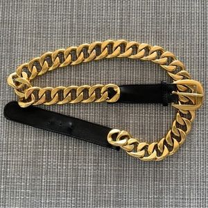 Authentic Chanel Gold metal leather belt